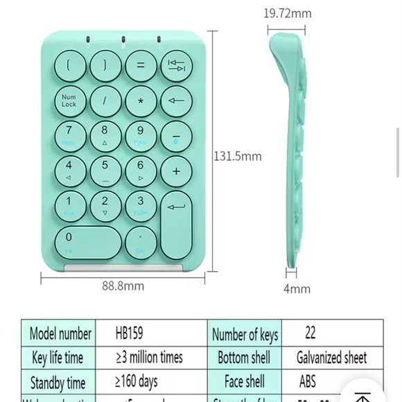 Bluetooth Numeric Keypad - Pastel Green - Picture 10 of 15
